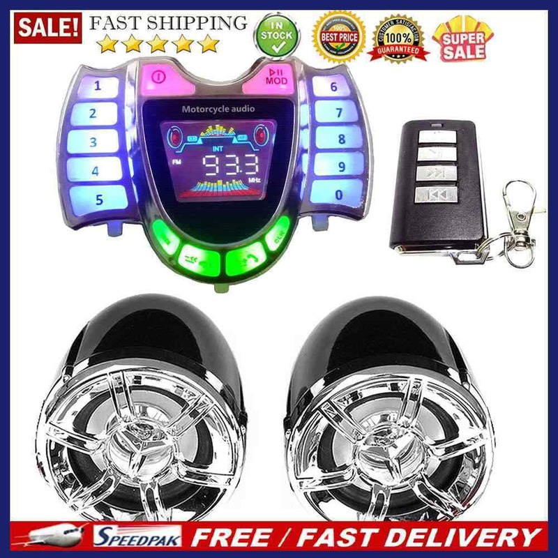 HY-008 Motorcycle Bluetooth Speaker Audio System with Mic TF AUX FM Radio U