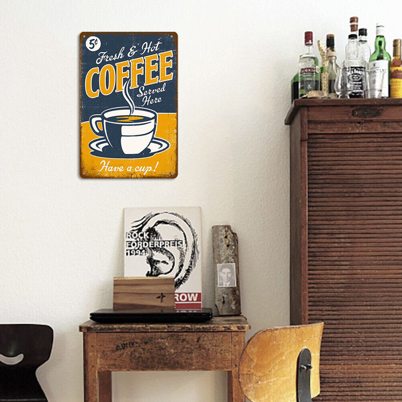 Coffee Retro Metal Plate Tin Sign Wall Poster Plate for Iron Painting Decor