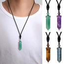 Hexagonal Cylindrical Crystal Necklace Stone Pendant Healing Stone Pendant