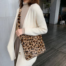 Fashion Leopard Crossbody Handbag Women Plush Soft Casual Shoulder Messenger Bag