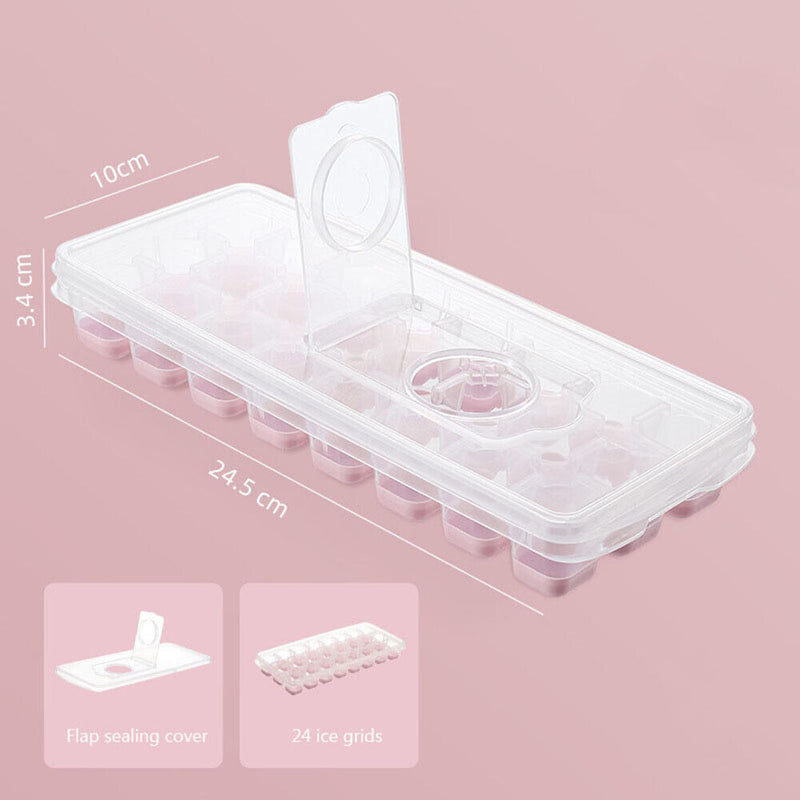 Silicone Ice Cube Tray Molds Flip Cover for Refrigerator Whisky (A Pink) Newly