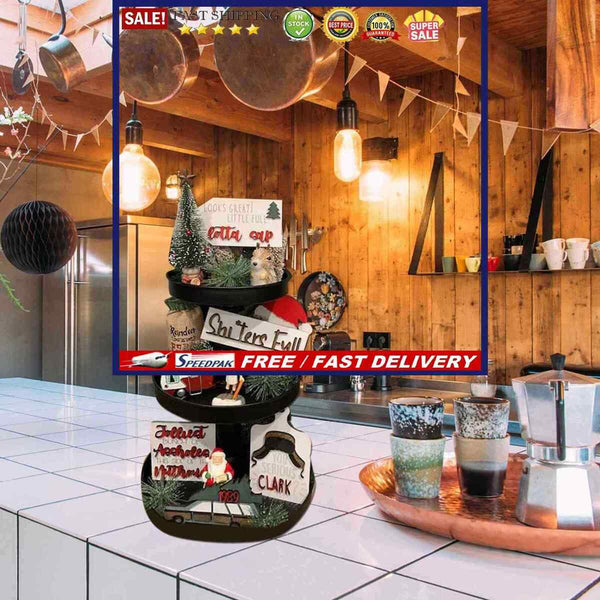 Farmhouse Tiered Tray Decor Set Wooden Rustic Mini Signs Decorations for Kitchen