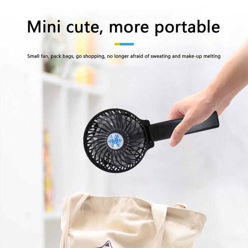 Folding Handheld Desktop Summer Cooling Fan for Travel Office Dorm (Black)