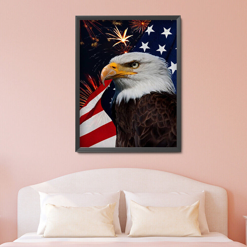 DIY Independence Day Eagle Flag Full Drill Round 5D Diamond Painting Handmade