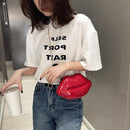 Lips Women PVC Handbags Chain Messenger Bags Shoulder Party Clutch (Red)