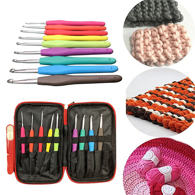 1 Set TPR Crochet Hook Yarn Knitting Case Needle Sewing Gauge Scissors Tool