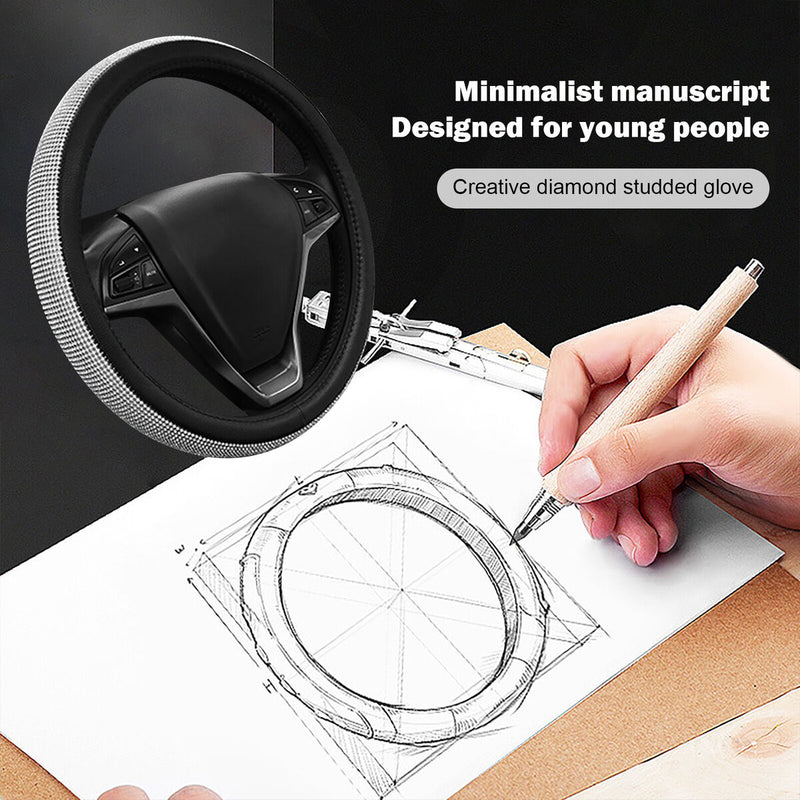 Bling Steering Wheel Cover - Rhinestone Car Wheel Protector with Crystal Diamond