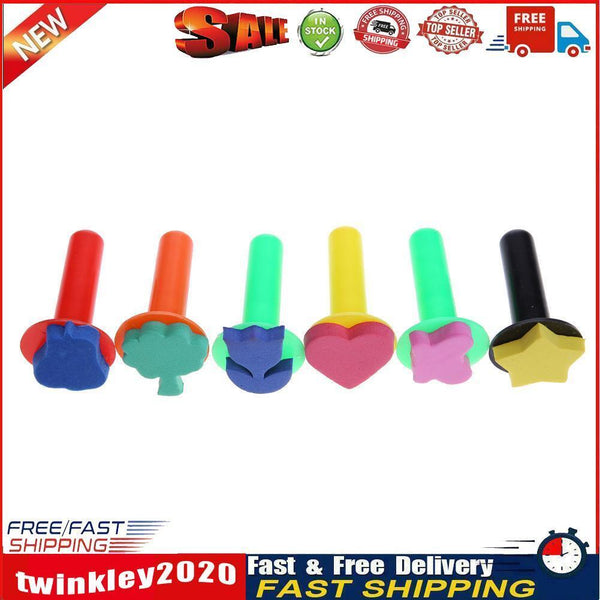 6pcs/set Plastic Sponge Paint Graffiti Brushes DIY Drawing Toys Seal Tools Newly