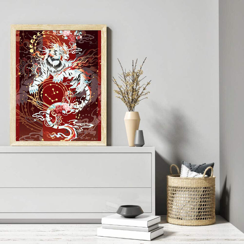 Full Cross Stitch 11CT Mythical Beast White Tiger Stamped Embroidery (2)