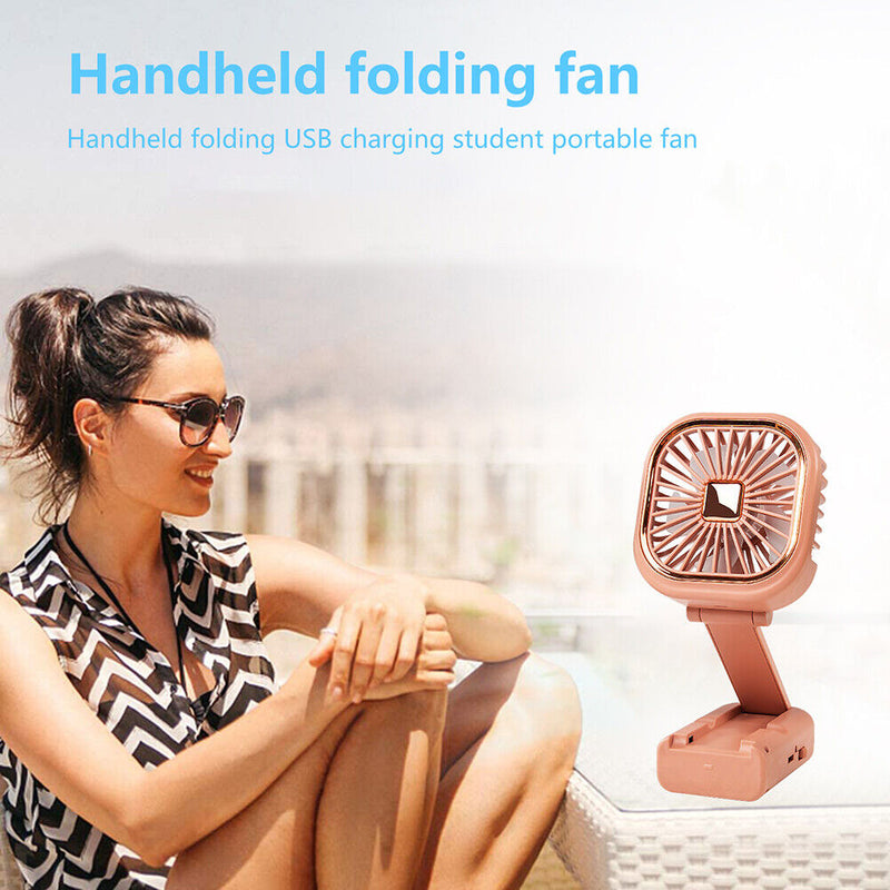 #A Portable Folding Fan 2 Speed Multifunctional Handheld Fan for Home Office Sch