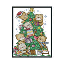 Christmas Bear Printed Cross Stitch Canvas Embroidery 11CT DIY Cartoon Handmade