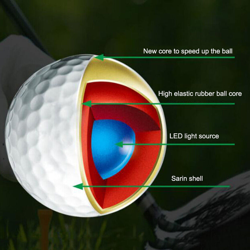 LED Light Up Golf Balls Luminous Glow in the Dark Night Training Practice B