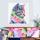 Full Round Drill Acrylic Diamond Painting Colored Cat Kit Rhinestones Pictu