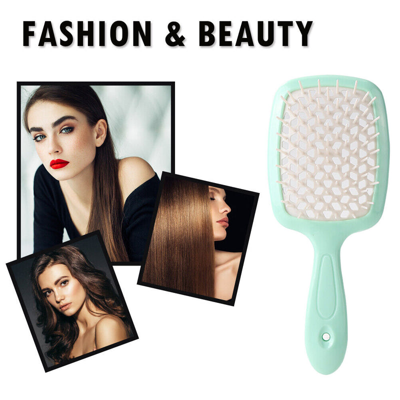 Wide Teeth Air Cushion Comb Scalp Massage Salon Hair Brush (Green white)