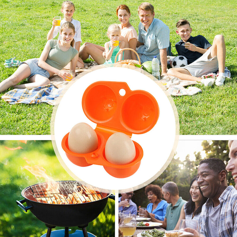2 Grids Egg Storage Box Camping Picnic Hiking Carrier Egg Holder (Orange) Newly