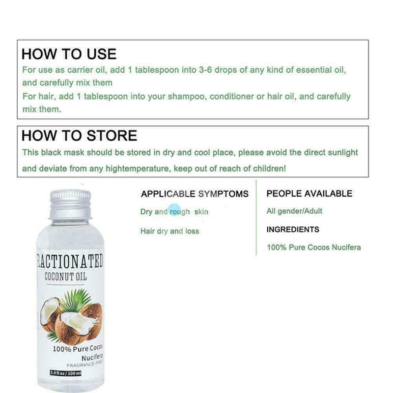 Pure Cold Pressed Coconut Oil For Healthy Hair Care Q4S5 Skin ML 100 A7D2