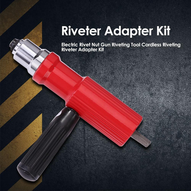 Electric Rivet Nut Gun Riveting Tool Cordless Riveter Adapter Kit (Red) Newly