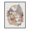Partial Cross Stitch 11CT Cotton Thread DIY Christmas Reindeer Print Embroidery