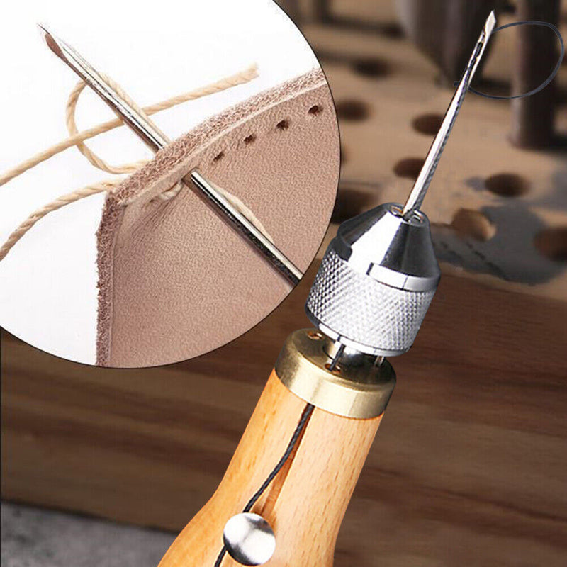 Sewing Leather Punch Awl Stitching Needle Hand Canvas Waxed Thread Repair Tool