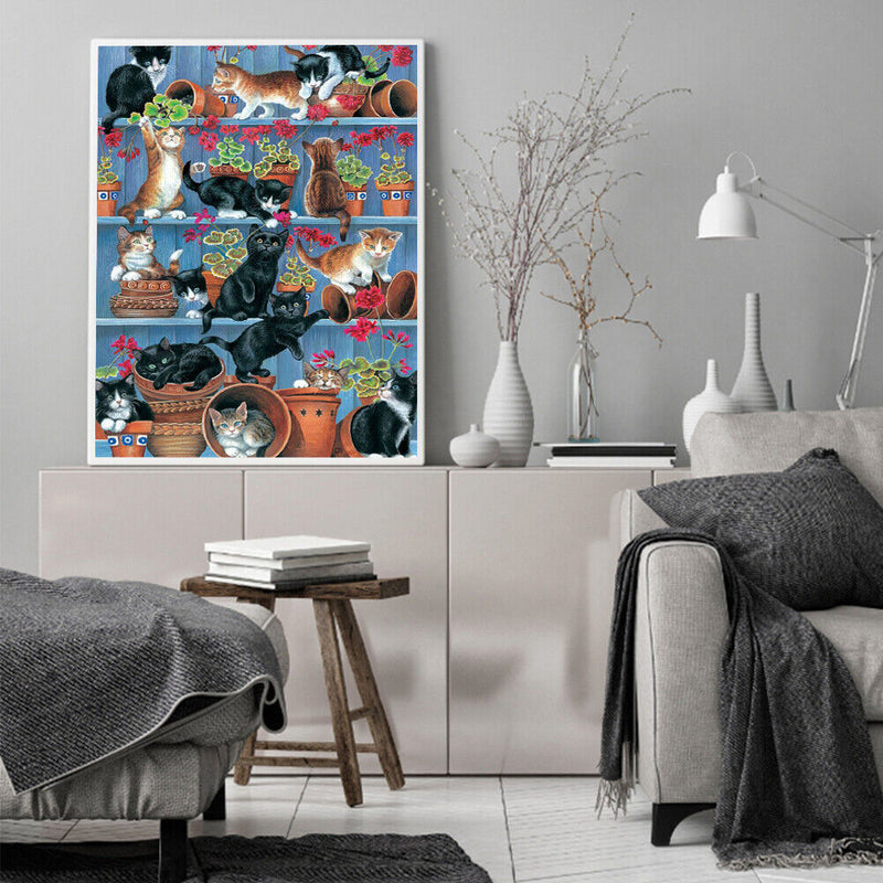 11CT Full Cross Stitch Messy Cat DIY Printed Wall Art CraftsHome Decoration