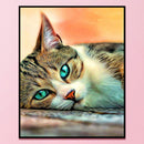 11CT DIY Lazy Cat Pattern Cross Stitch Kits Stamped Full Embroidery Decor Set