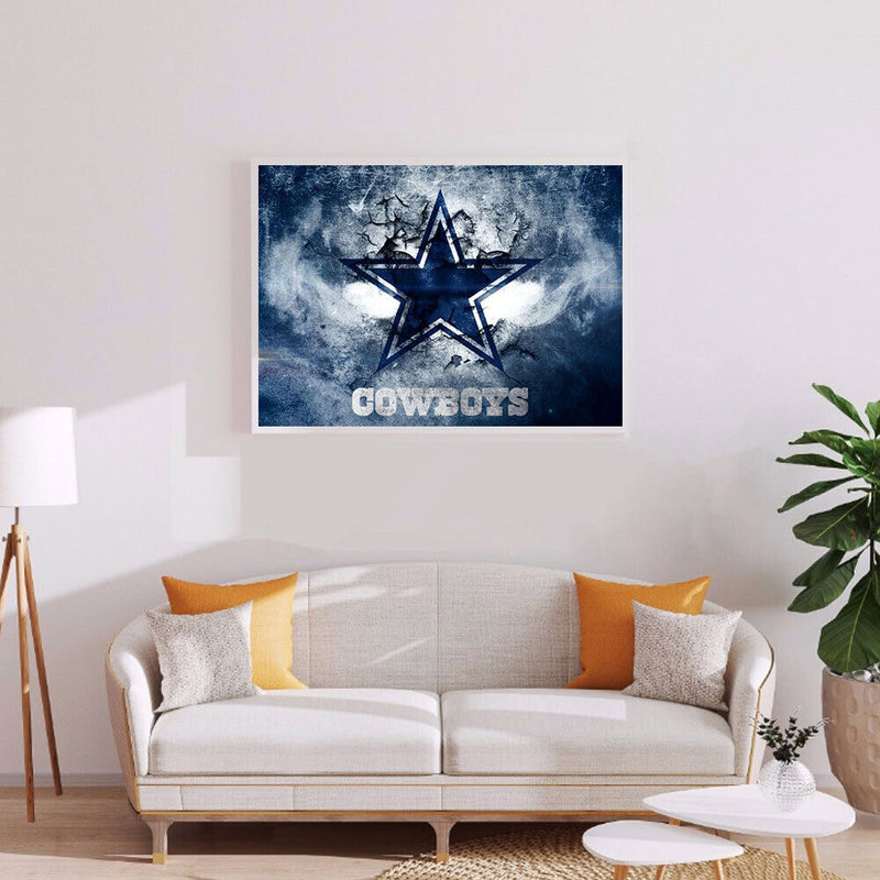 5D DIY Diamond Painting Kits Full Round Drill Cowboys Badge Mosaic Picture Craft