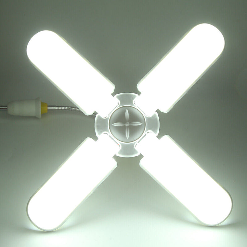 3 Leaf LED Fan Deformable Lamp Fan Folding Garage Ceiling Workshop Lamp (C)