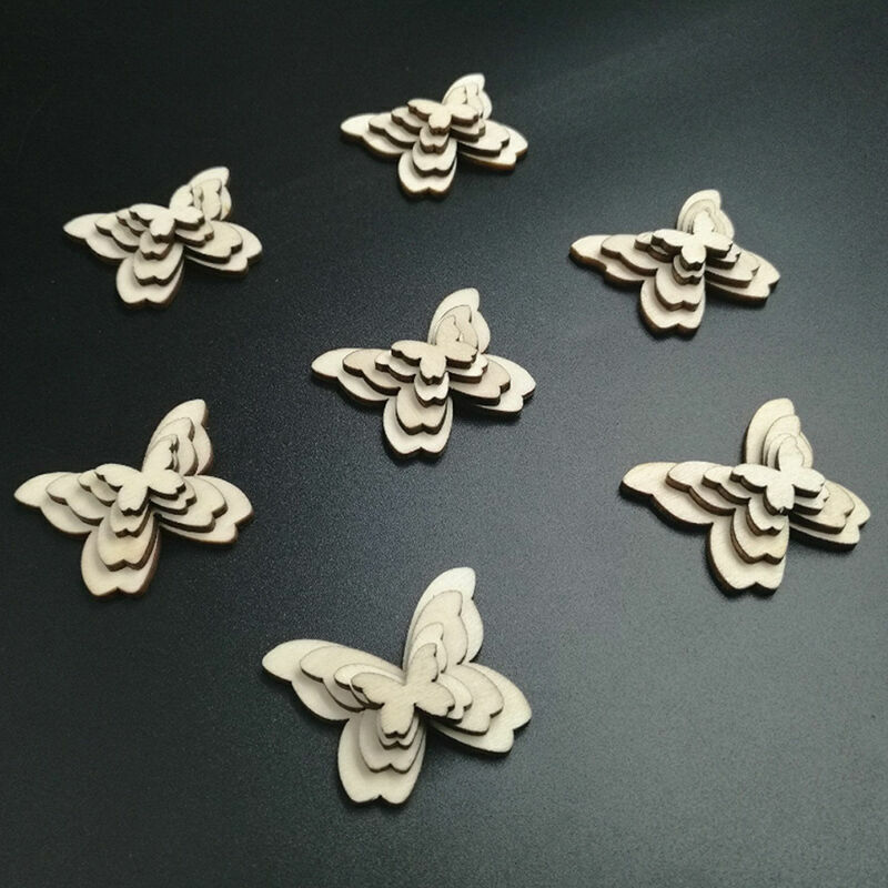 50x Mixed Size Butterflies MDF Wooden Shape Craft Embellishments HOT Wood C6V0