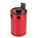 2-Port Aluminum Alloy Oil Catch Can with Breather Filter+Drain Valve (Red) Newly