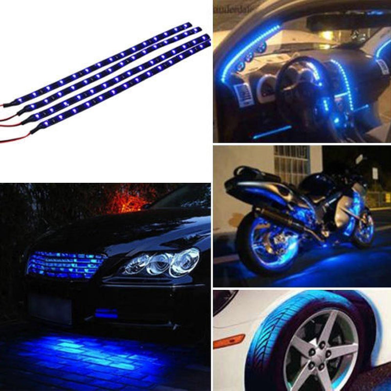 4pcs 30cm/11.8in 15LED Waterproof Flexible Car Truck Grill Light Strips (1)