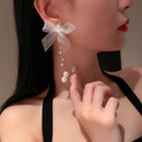 Long Trendy Rhinestone Elegant Jewelry Pendant Bow Earring