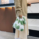 5pcs Retro Women Plush Leopard Love Shoulder Bag(Green Heart)