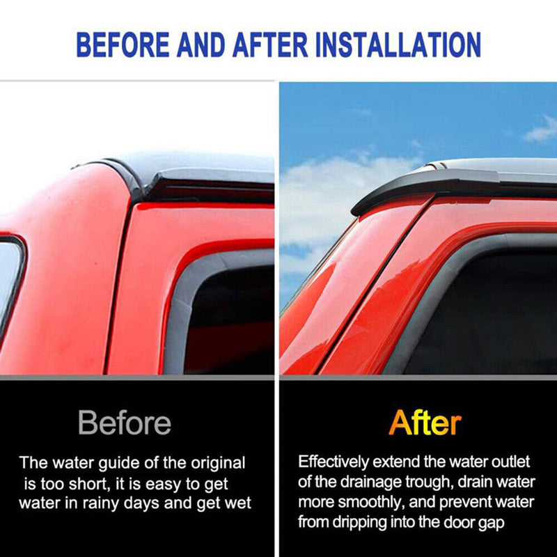 1 Pair Drip Rail Extension Hardtop Rain Diverter for Jeep Wrangler JL 18-21