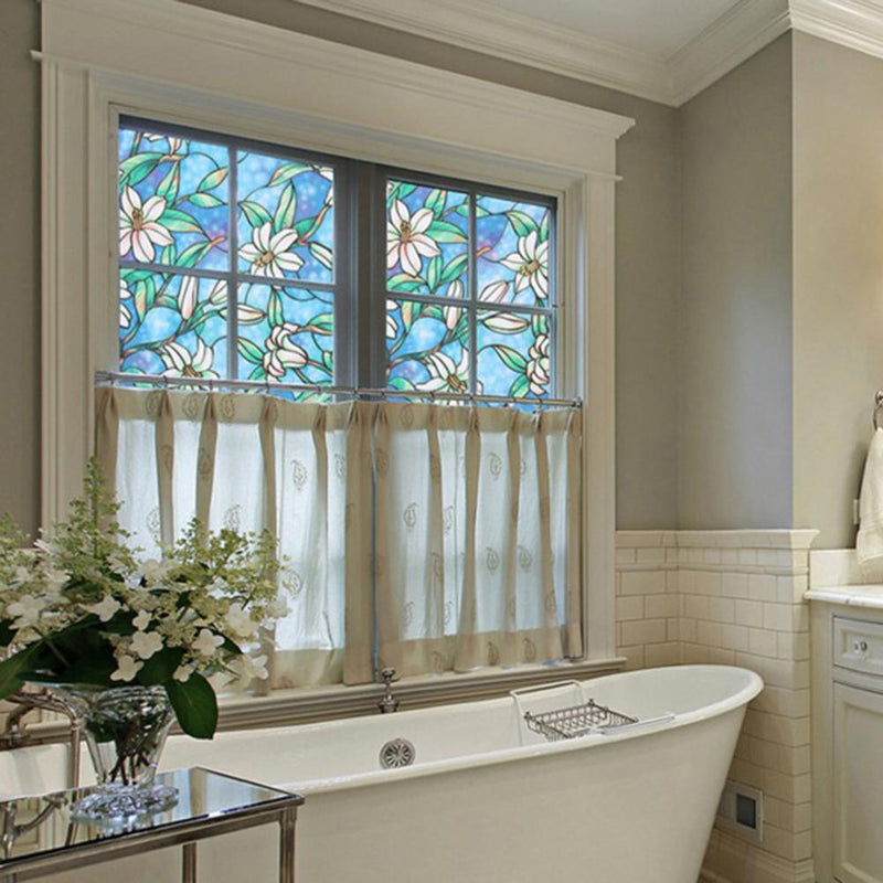 45cm*100cm Orchid Window Film Stained Glass Home Privacy DIY Decoration Newly