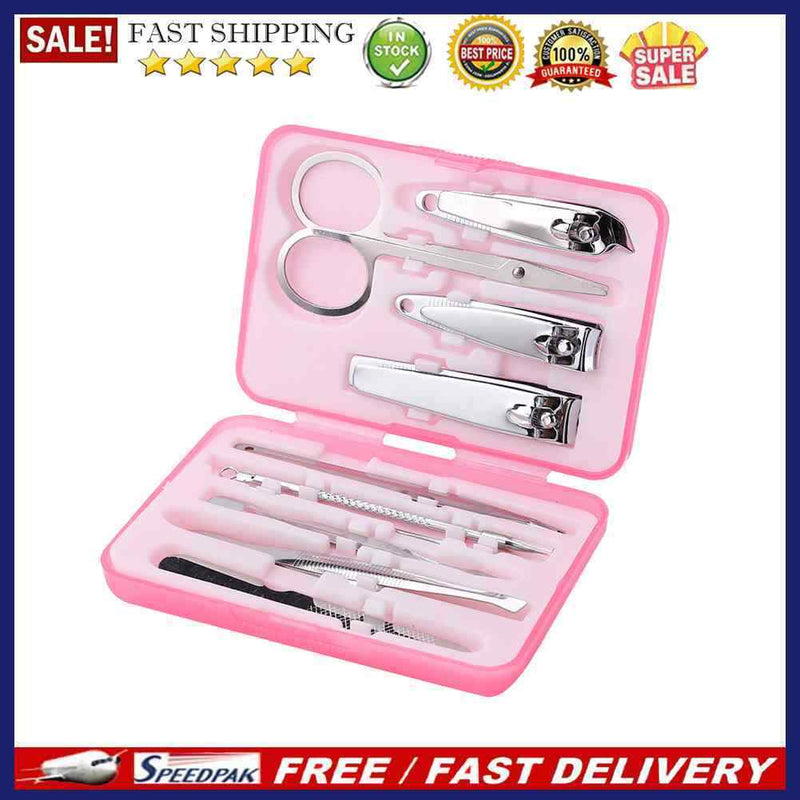 10pcs Portable Nail Cutter Stainless Steel Cuticle Pusher Dead Skin Remover Kit