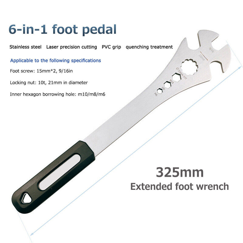 6 in 1 Wrench Multifunctional Bike Lock Foot Pedal Auxiliary Repair Cycling