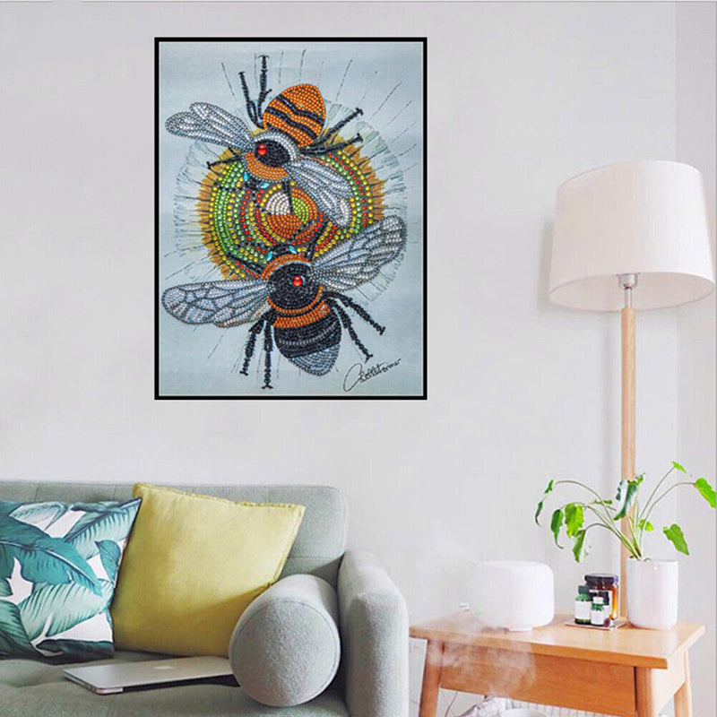 Bee 5D DIY Part Drill Crystal Diamond Painting Rhinestone Animal Drawing 30x40cm