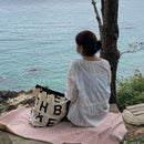 Letters Pattern Print Retro Top-handle Handbag Women Large Canvas Shopping Bags