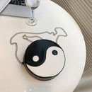 Tai Chi Pattern Shoulder Messenger Bag PU Leather Circular Chain Crossboby Bag