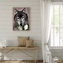 5D DIY Wolf and Rose Round Diamond Diamond Painting