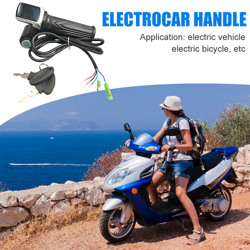Electric Bicycle Throttle Grip Handle Accelerator with LED Display (60V) Newly