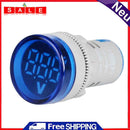 2pcs Round LED Digital Display Voltage Meter Ammeter Monitor (Blue)