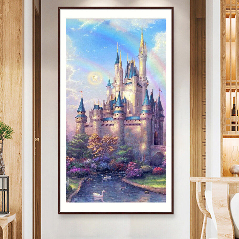 5D DIY Full Round Drill Diamond Paint Castle Mosaic Rhinestone Drawing Pict