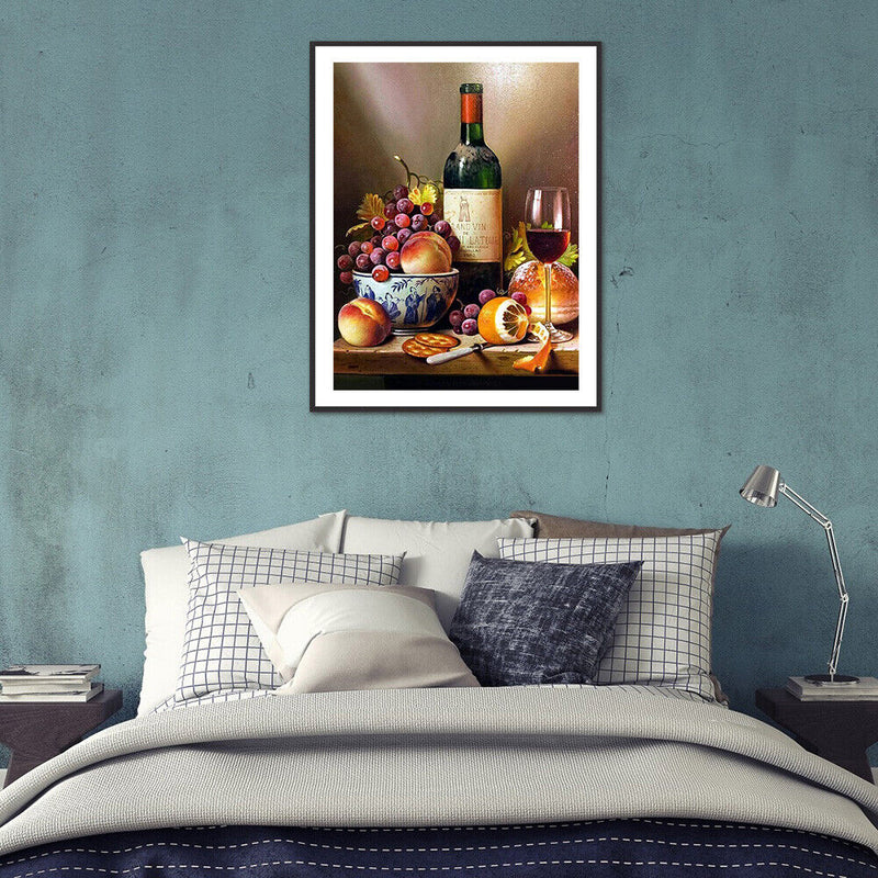 5D DIY Grape Wine Full Round Diamond Painting Kit Mosaic Picture Home Decoration