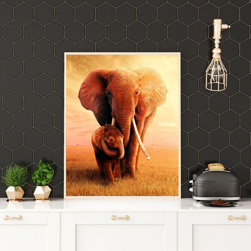 5D DIY Diamond Painting Snuggle Elephant Full Round Drill Cross Stitch Mosaic