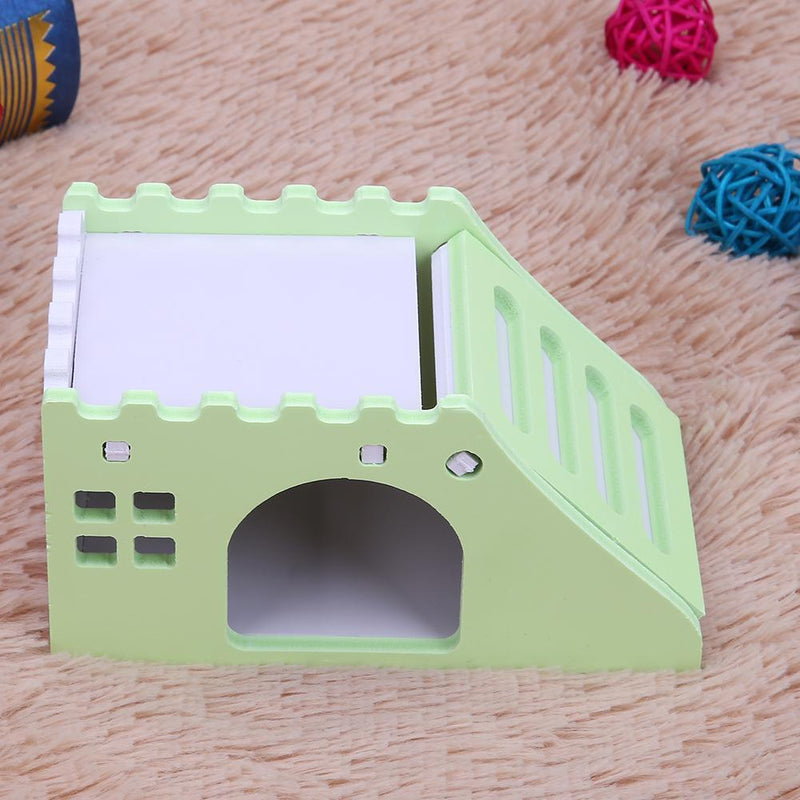 Hamster Staircase Villa Sleeping House Bear Pet Nest Log Cabinet(Green)