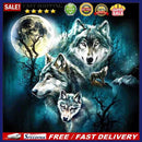 5D DIY Full Drill Diamond Painting Night Wolves Embroidery Needlework Set D