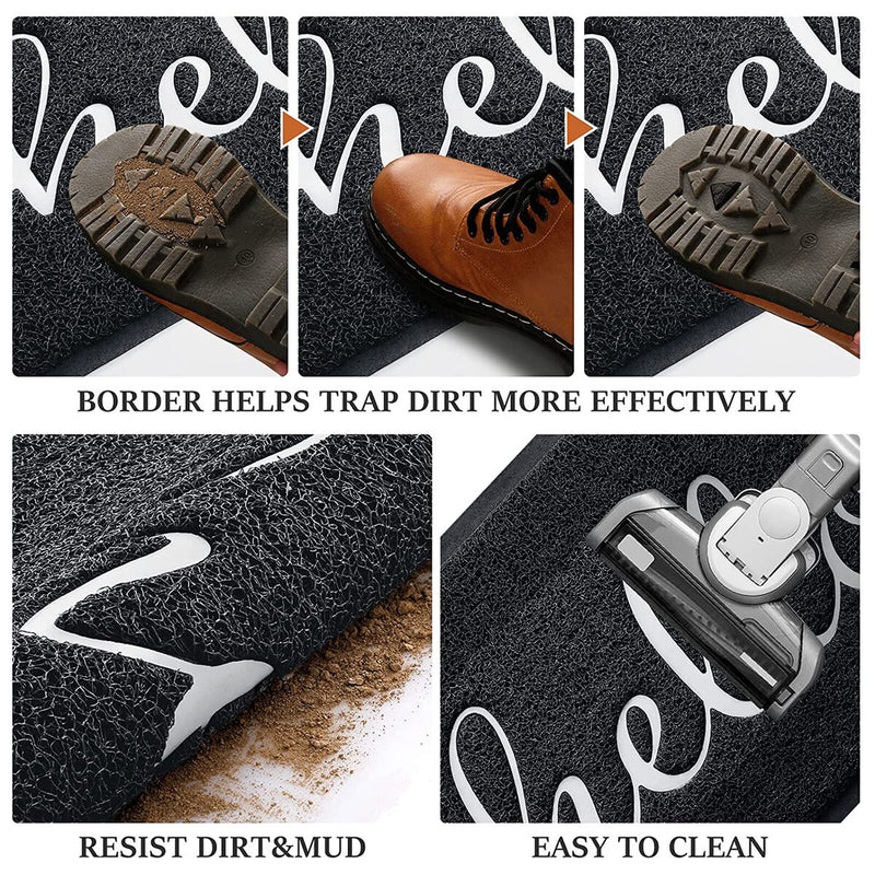 Front Doormat Water Absorption Easy to Clean Floor Mat w/ Non-Slip Back (A)