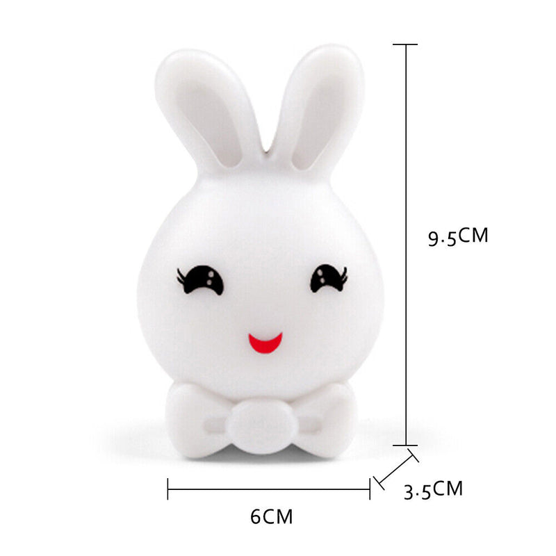 LED Night Light Cute Rabbit Intelligent Bedside Lamp Bedroom Decor (White)