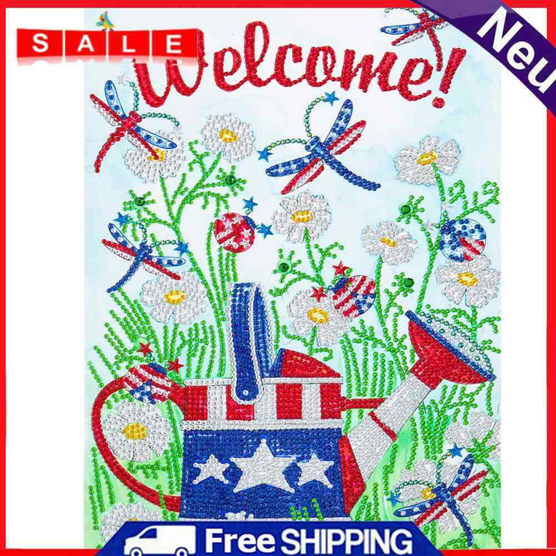 5D Flag Flower Mosaic Diamond Painting Drawing Partial Special Shape Drill Craft